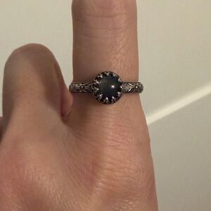 Vintage oxidized sterling silver Moonstone ring